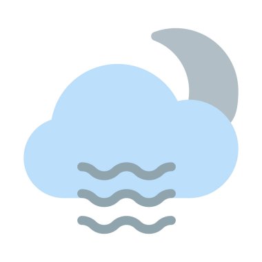 Gece vakti sisli hava simgesi, basit vektör çizim