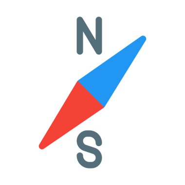 Kuzey Güney pusula simgesini, basit vektör çizim