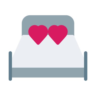 Çift Romantik yatak odası simgesi, basit vektör çizim