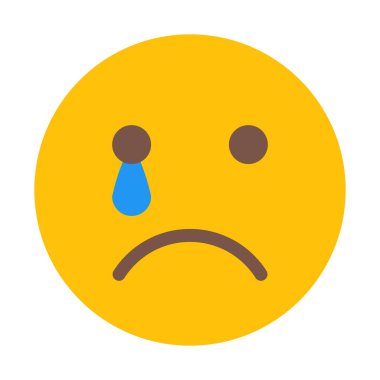 Cry yüz Emoji simgesi, basit vektör çizim