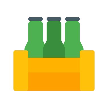 Bira şişeleri sandık simgesi, basit vektör çizim