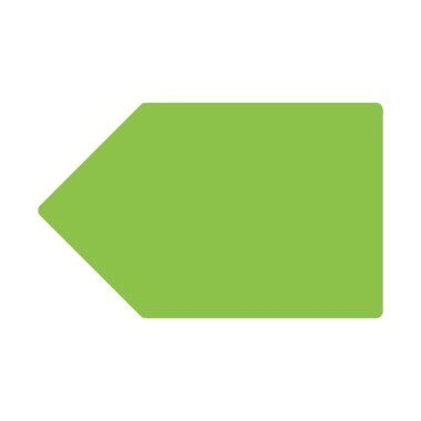 Sol ok etiketi simgesi, basit vektör çizim