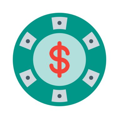 Casino para Chip simgesini, basit vektör çizim