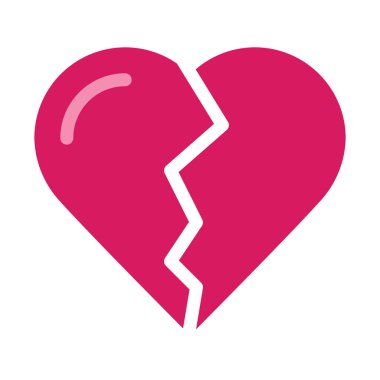 Kırık kalp şekli simgesi, basit vektör çizim