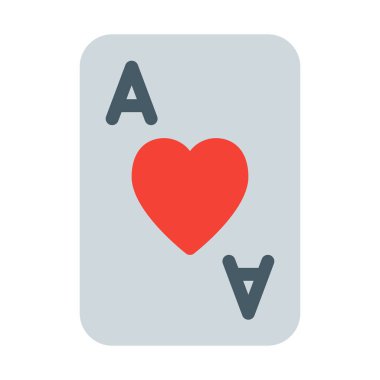 Kalp Ace kart simgesi, basit vektör çizim