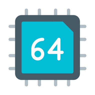 Altmış dört Bit bilgisayar kutsal kişilerin resmi, basit vektör çizim