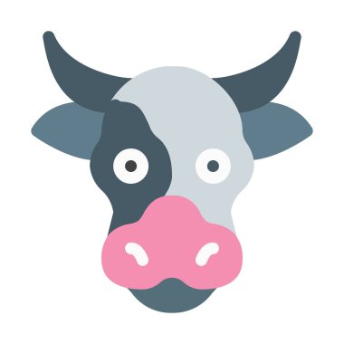 Evcil hayvan inek simgesi, basit vektör çizim