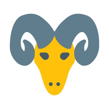 Koç Ram kafa simgesi, basit vektör çizim