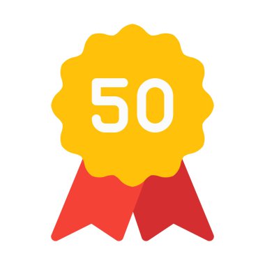 Elli yıl rozet simge, basit vektör çizim