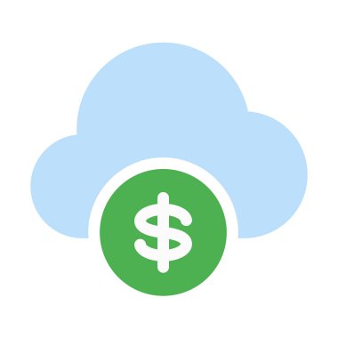 Bulut dolar bankacılık hizmet simgesi, basit vektör çizim