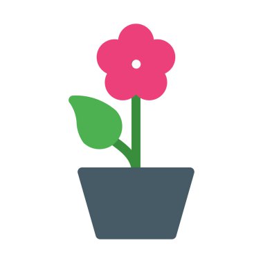 Saksı çiçek bitki simgesi, basit vektör çizim