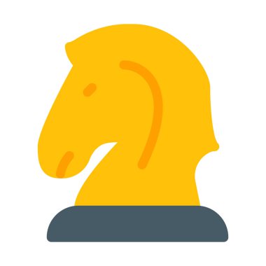 Şövalye satranç oyunu simgesi, basit vektör çizim