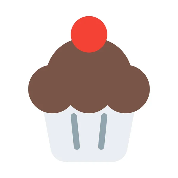 Cupcake Cereja Chocolate Ícone Ilustração Vetorial Simples —  Vetores de Stock