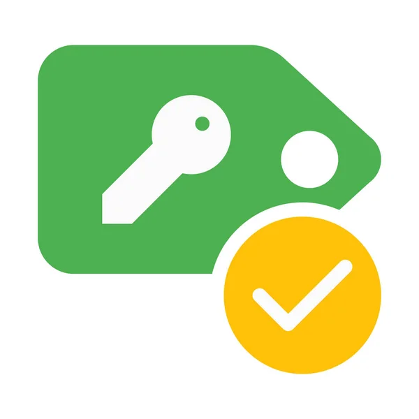 Key Tag Geverifieerd Pictogram Eenvoudige Vectorillustratie — Stockvector