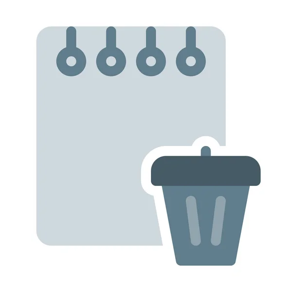 削除またはゴミ箱のメモ アイコン シンプルなベクター イラスト — ストックベクタ