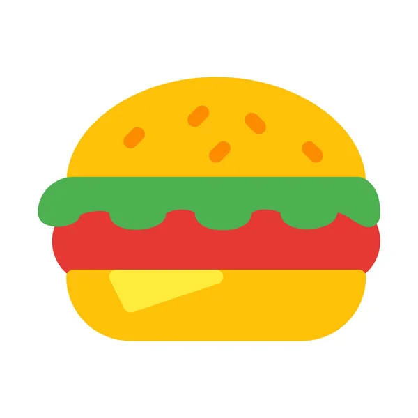 Hamburger Fast Food Simgesi Basit Vektör Çizim — Stok Vektör