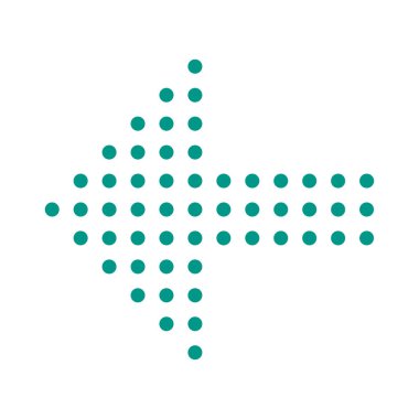 noktalı sol ok simgesi, basit vektör çizim