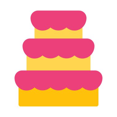 Düğün pastası simgesi, basit vektör çizim dekore edilmiş