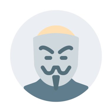 anonim maskesi hacker simgesi, basit vektör çizim