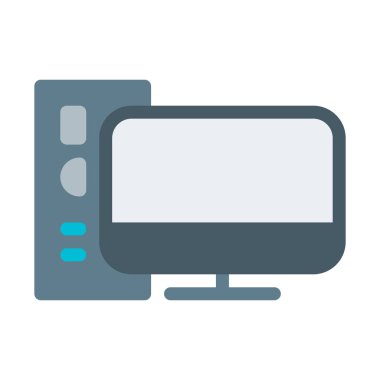 Tower Masaüstü bilgisayar kutsal kişilerin resmi, basit vektör çizim