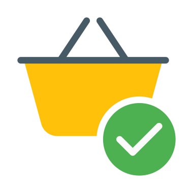 Doğrulanmış alışveriş sepeti simgesini, basit vektör çizim