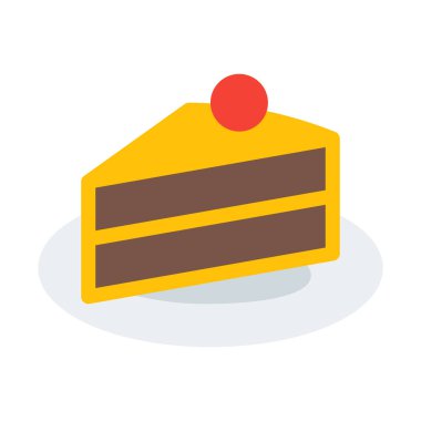 Tatlı kiraz kek simgesi, basit vektör çizim