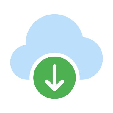 Bulut depolama indir simgesi, basit vektör çizim