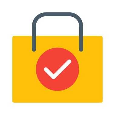 Bitmiş veya doğrulanmış çanta simgesi, basit vektör çizim