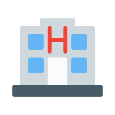 Hastane Binası yapısı simgesi, basit vektör çizim