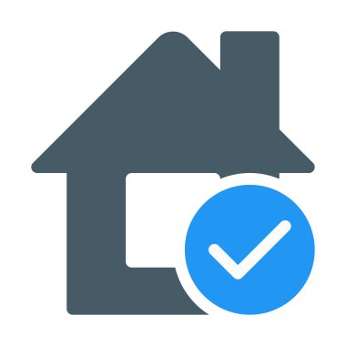 Doğrulanmış evin mülkiyet simgesi, basit vektör çizim