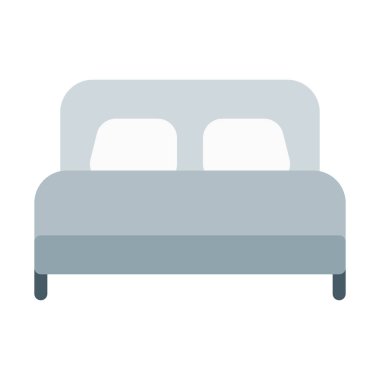 Çift kişilik yatak mobilya simgesi, basit vektör çizim