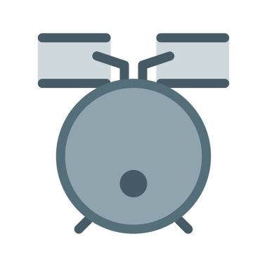 Tam Drum Kit simgesi, basit vektör çizim