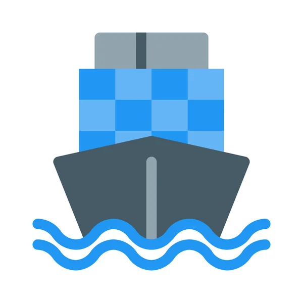 Vrachtschip Met Container Pictogram Eenvoudige Vectorillustratie — Stockvector