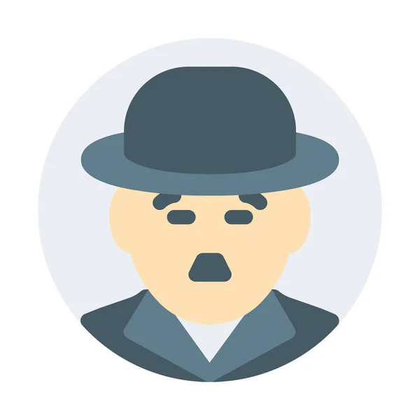 Famoso Icono Charlie Chaplin Ilustración Vectorial Simple — Vector de stock