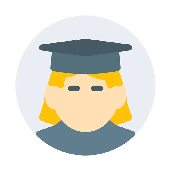 Femme Dans Icône Chapeau Graduation Illustration Vectorielle Simple — Image vectorielle