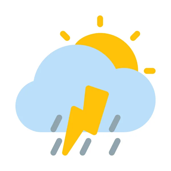 Overdag Bewolkt Thunder Pictogram Eenvoudige Vectorillustratie — Stockvector