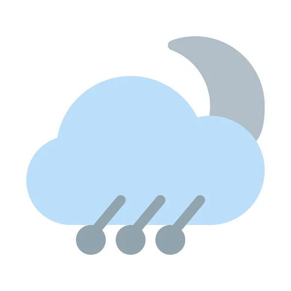 雹を伴う嵐の夜時間警告アイコン シンプルなベクター イラスト — ストックベクタ