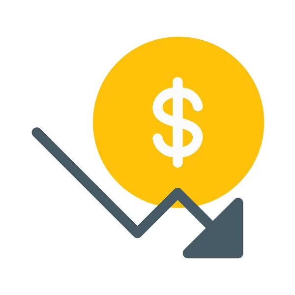 Ícone Tendência Dólar Para Baixo Ilustração Vetorial Simples —  Vetores de Stock