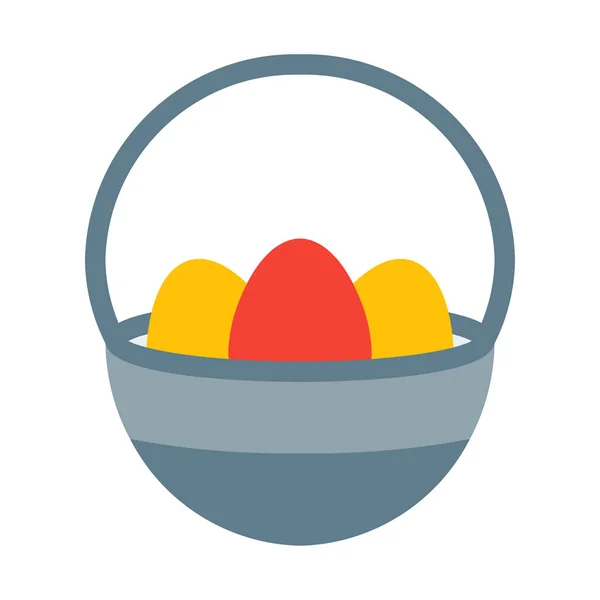 Uova Pasqua Nell Icona Del Cestino Semplice Illustrazione Vettoriale — Vettoriale Stock