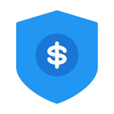 Para ya da bankacılık korumalı simgesi, basit vektör çizim