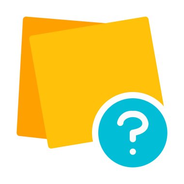 Yardım ve soru yapışkan notlar simgesi, basit vektör çizim