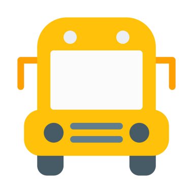 Okul otobüs ulaşım seyahat simgesi, basit vektör çizim