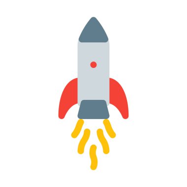 Roket artırmak ve itme simgesi, basit vektör çizim