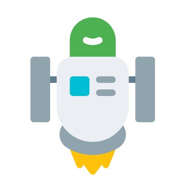 Robot fırlatma simgesi, basit vektör çizim