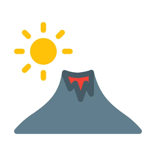 Aktív Vulkán Mount Ikon Egyszerű Vektoros Illusztráció — Stock Vector