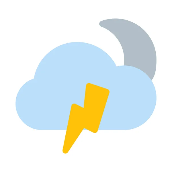 Thunder Lightning Noční Ikonu Jednoduché Vektorové Ilustrace — Stockový vektor