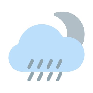 Gece yağmur hava simgesi, basit vektör çizim