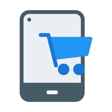 Mobil alışveriş uygulama simgesi, basit vektör çizim