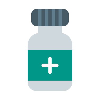 Tıp şişe mühürlü simgesi, basit vektör çizim