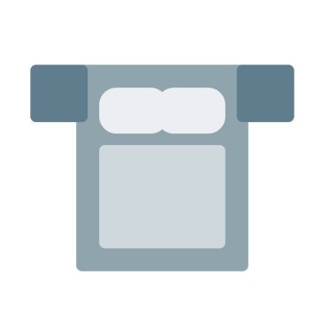 Kraliçe boyutu yatak simgesi, basit vektör çizim